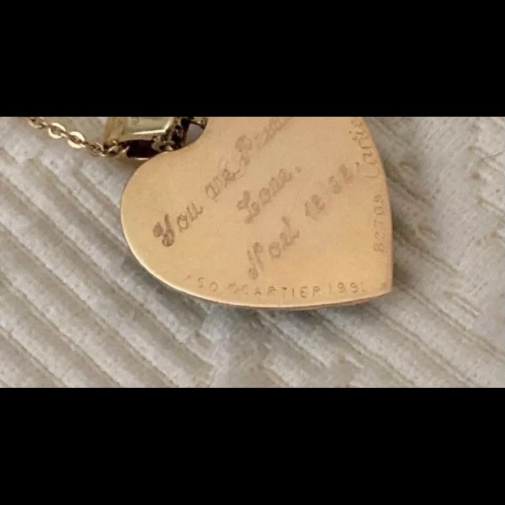 1991 Cartier 18k Gold Chrysoprase Heart Necklace - Picture 4 of 8
